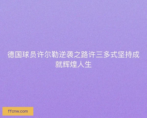 德国球员许尔勒逆袭之路许三多式坚持成就辉煌人生
